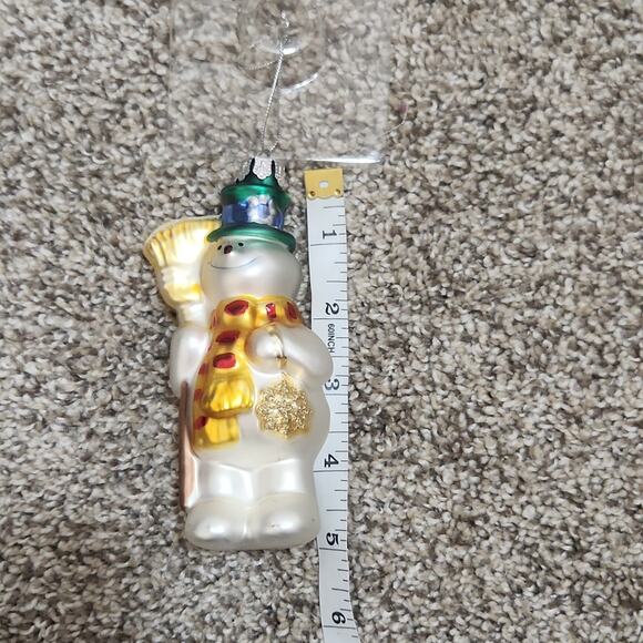 Brass key blown glass ornament frosty the snow man vintage in box - Picture 5 of 8